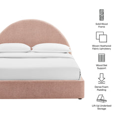 Resort Blush Full Arched Upholstered Fabric Storage Platform Bed Frame - Ornate Home