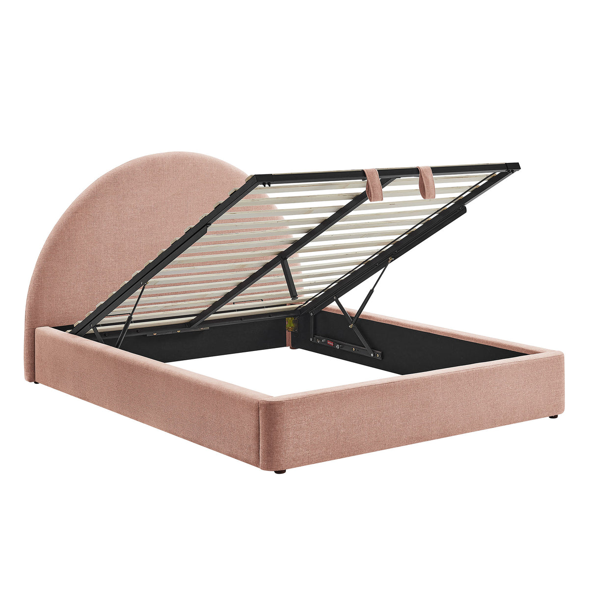 Resort Blush King Arched Upholstered Fabric Storage Platform Bed Frame - Ornate Home
