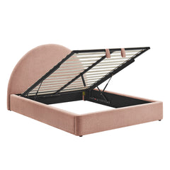 Resort Blush King Arched Upholstered Fabric Storage Platform Bed Frame - Ornate Home