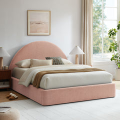Resort Blush King Arched Upholstered Fabric Storage Platform Bed Frame - Ornate Home