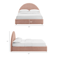 Resort Blush King Arched Upholstered Fabric Storage Platform Bed Frame - Ornate Home