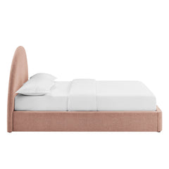 Resort Blush Queen Arched Upholstered Fabric Storage Platform Bed Frame - Ornate Home