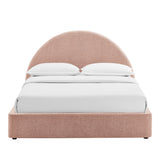 Resort Blush Queen Arched Upholstered Fabric Storage Platform Bed Frame - Ornate Home