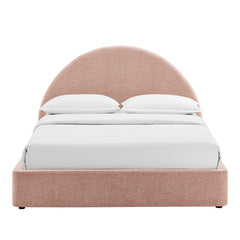 Resort Blush Queen Arched Upholstered Fabric Storage Platform Bed Frame - Ornate Home