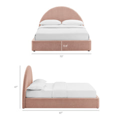Resort Blush Queen Arched Upholstered Fabric Storage Platform Bed Frame - Ornate Home