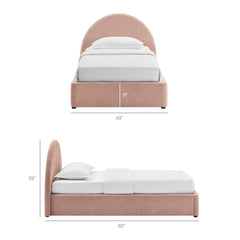 Resort Blush Twin Arched Upholstered Fabric Storage Platform Bed Frame - Ornate Home