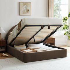 Resort Chocolate Brown Full Arched Performance Velvet Storage Platform Bed Frame - Ornate Home