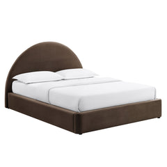 Resort Chocolate Brown Full Arched Performance Velvet Storage Platform Bed Frame - Ornate Home