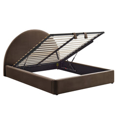 Resort Chocolate Brown Full Arched Performance Velvet Storage Platform Bed Frame - Ornate Home
