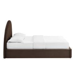Resort Chocolate Brown Full Arched Performance Velvet Storage Platform Bed Frame - Ornate Home