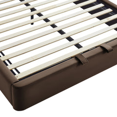 Resort Chocolate Brown Full Arched Performance Velvet Storage Platform Bed Frame - Ornate Home