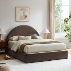 Resort Chocolate Brown Full Arched Performance Velvet Storage Platform Bed Frame - Ornate Home