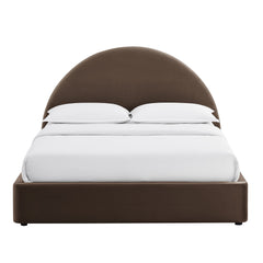 Resort Chocolate Brown Queen Arched Performance Velvet Storage Platform Bed Frame - Ornate Home
