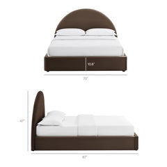 Resort Chocolate Brown Queen Arched Performance Velvet Storage Platform Bed Frame - Ornate Home