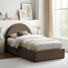 Resort Chocolate Brown Twin Arched Performance Velvet Storage Platform Bed Frame - Ornate Home