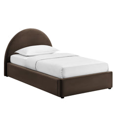 Resort Chocolate Brown Twin Arched Performance Velvet Storage Platform Bed Frame - Ornate Home