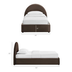 Resort Chocolate Brown Twin Arched Performance Velvet Storage Platform Bed Frame - Ornate Home