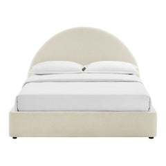 Resort Ecru Full Arched Upholstered Fabric Storage Platform Bed Frame - Ornate Home