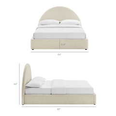 Resort Ecru Full Arched Upholstered Fabric Storage Platform Bed Frame - Ornate Home