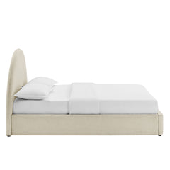 Resort Ecru King Arched Upholstered Fabric Storage Platform Bed Frame - Ornate Home