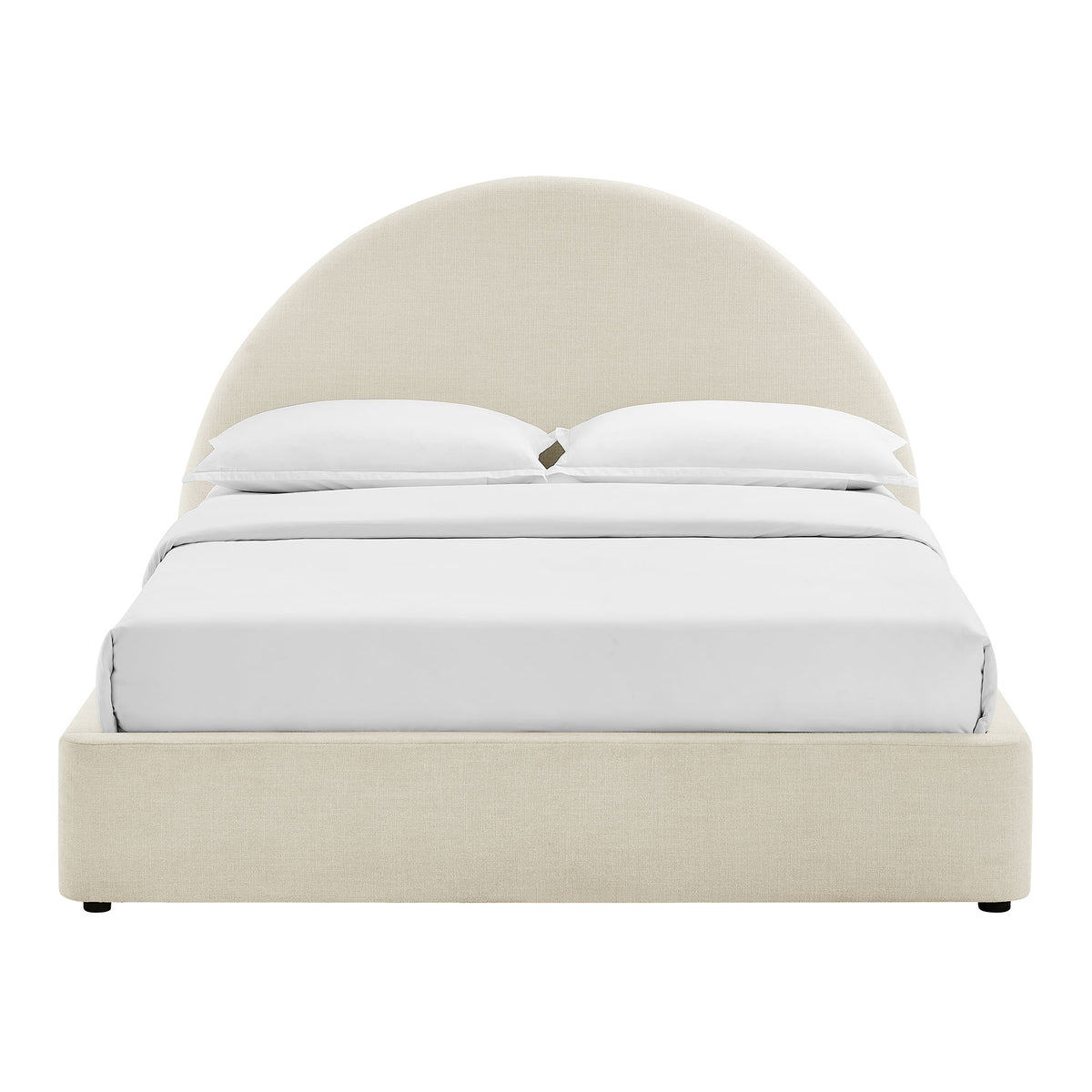 Resort Ecru Queen Arched Upholstered Fabric Storage Platform Bed Frame - Ornate Home