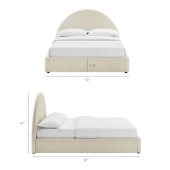 Resort Ecru Queen Arched Upholstered Fabric Storage Platform Bed Frame - Ornate Home