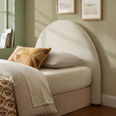 Resort Ecru Queen Woven Upholstered Fabric Arched Headboard - Ornate Home