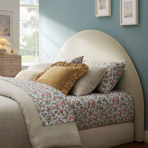 Resort Ecru Queen Woven Upholstered Fabric Arched Headboard - Ornate Home