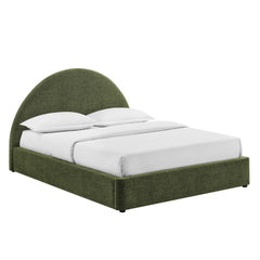 Resort Foliage King Arched Upholstered Fabric Storage Platform Bed Frame - Ornate Home