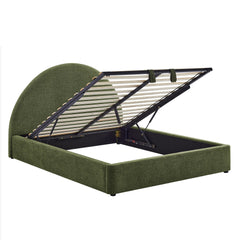 Resort Foliage Queen Arched Upholstered Fabric Storage Platform Bed Frame - Ornate Home