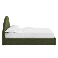 Resort Foliage Queen Arched Upholstered Fabric Storage Platform Bed Frame - Ornate Home