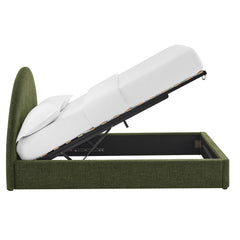 Resort Foliage Queen Arched Upholstered Fabric Storage Platform Bed Frame - Ornate Home