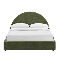 Resort Foliage Queen Arched Upholstered Fabric Storage Platform Bed Frame - Ornate Home