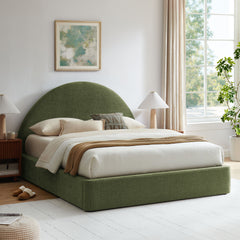 Resort Foliage Queen Arched Upholstered Fabric Storage Platform Bed Frame - Ornate Home