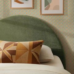 Resort Foliage Queen Woven Upholstered Fabric Arched Headboard - Ornate Home