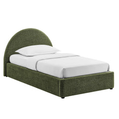Resort Foliage Twin Arched Upholstered Fabric Storage Platform Bed Frame - Ornate Home