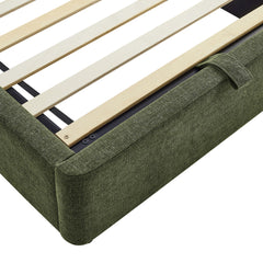 Resort Foliage Twin Arched Upholstered Fabric Storage Platform Bed Frame - Ornate Home