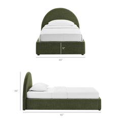 Resort Foliage Twin Arched Upholstered Fabric Storage Platform Bed Frame - Ornate Home