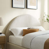 Resort Heathered Weave Ivory Upholstered Fabric Arched Round Queen Platform Bed - Ornate Home