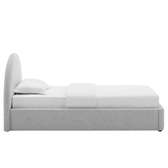 Resort Heathered Weave Light Gray Upholstered Fabric Arched Round Twin Platform Bed - Ornate Home