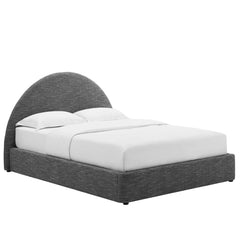 Resort Heathered Weave Slate Upholstered Fabric Arched Round Full Platform Bed - Ornate Home