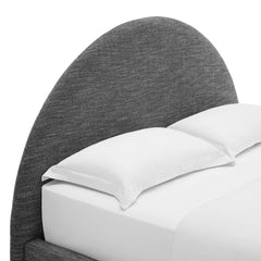 Resort Heathered Weave Slate Upholstered Fabric Arched Round Full Platform Bed - Ornate Home