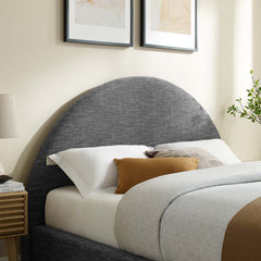 Resort Heathered Weave Slate Upholstered Fabric Arched Round Full Platform Bed - Ornate Home