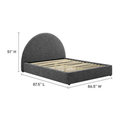 Resort Heathered Weave Slate Upholstered Fabric Arched Round King Platform Bed - Ornate Home