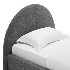 Resort Heathered Weave Slate Upholstered Fabric Arched Round Twin Platform Bed - Ornate Home