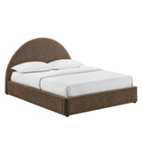 Resort Mocha Queen Arched Upholstered Fabric Storage Platform Bed Frame - Ornate Home