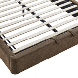 Resort Mocha Queen Arched Upholstered Fabric Storage Platform Bed Frame - Ornate Home