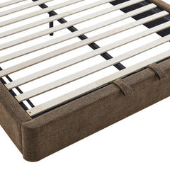Resort Mocha Queen Arched Upholstered Fabric Storage Platform Bed Frame - Ornate Home