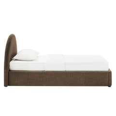 Resort Mocha Twin Arched Upholstered Fabric Storage Platform Bed Frame - Ornate Home