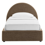 Resort Mocha Twin Arched Upholstered Fabric Storage Platform Bed Frame - Ornate Home
